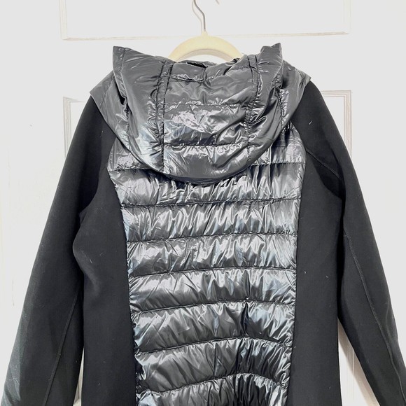 Calvin Klein Down Jacket Women Large Stretch Feather Panels Hooded Winter Parka - Picture 5 of 15